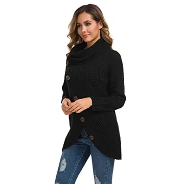 GRECERELLE Fall Turtleneck Chunky Sweater in Black