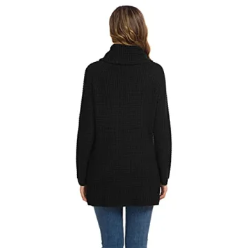 GRECERELLE Fall Turtleneck Chunky Sweater in Black