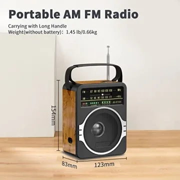JEUJUG Portable AM/FM Radio with Bluetooth and Rechargeable Battery