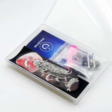 RACOFSB Pro Fingerboard 34mm Wooden Board Professional Finger Skateboard Trucks CNC Swirl Wheels (Death)