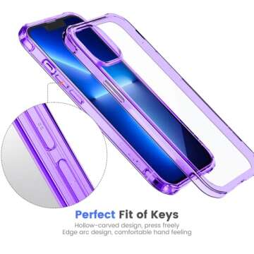 Mkeke Purple iPhone 13 Pro Case - Shockproof & Slim Fit