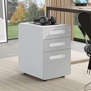 YITAHOME Mobile File Cabinet - 3 Drawers, Lockable, Stylish, Home/Office