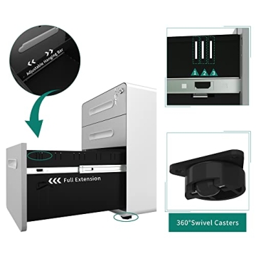 YITAHOME Stylish 3-Drawer Mobile File Cabinet for Home Office