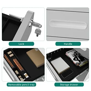 YITAHOME Stylish 3-Drawer Mobile File Cabinet for Home Office