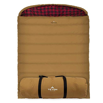 TETON Sports Canvas Mammoth Queen-Size Double Sleeping Bag for Family Camping