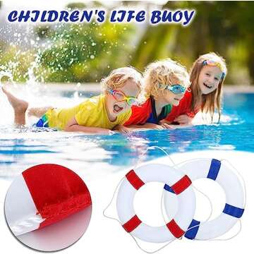 Lifebuoy Set 20Inch Life Preserver Ring and Water Floating Lifesaving Rope 98.7FT,Swim Foam Buoy,Swimming Pool Safety Throwing Ring with Perimeter Rope,Throwable Flotation Device