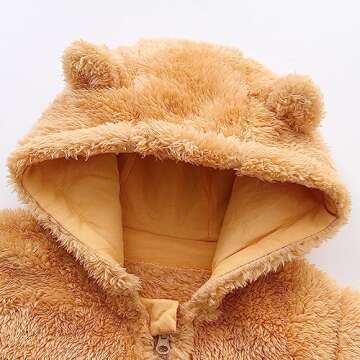 Baby Girls Onesies Jumpsuit Fleece Bunting Footed Snowsuit Soft Warm Winter Outfits for 3-6 Month infant Brown