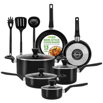 NutriChef 13-Piece Nonstick Cookware Set - Stylish and Functional Kitchen Essentials