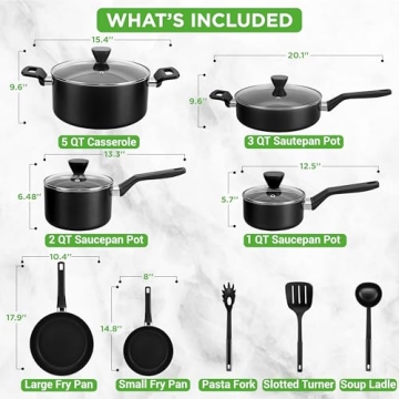 NutriChef 13-Piece Nonstick Cookware Set for All Cooks
