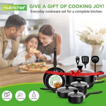 NutriChef 13-Piece Nonstick Cookware Set for All Cooks