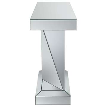 Coaster Home Furnishings Gunilla Rectangular Sofa Table with Triangle Detailing Silver and Clear Mirror