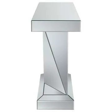 Coaster Home Furnishings Gunilla Rectangular Sofa Table with Triangle Detailing Silver and Clear Mirror