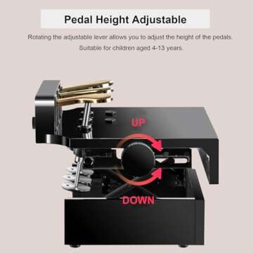 FILISITE Piano Pedal Extender for Kids, Solid Wood Adjustable Piano Foot Pedal Extender with 3 Pedal(Black)