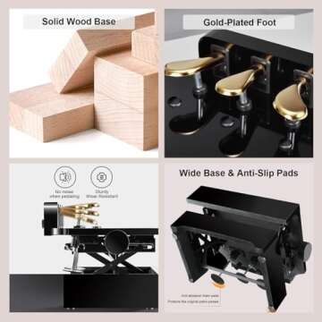 FILISITE Piano Pedal Extender for Kids, Solid Wood Adjustable Piano Foot Pedal Extender with 3 Pedal(Black)