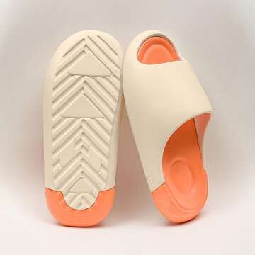 RUNSOON Unisex Slide Sandal Men Women Summer Slippers House Shoes for Adult Couples Indoor Outdoor, Beige EU41