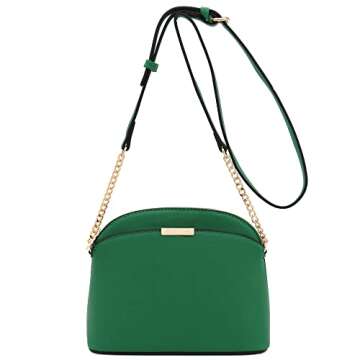 FashionPuzzle Saffiano Small Dome Crossbody Bag - Stylish and Functional Kelly Green