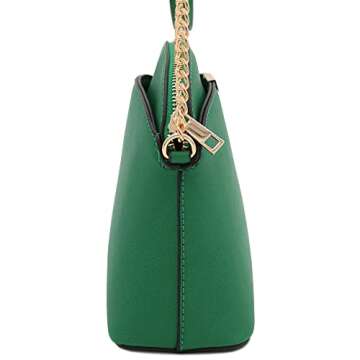 FashionPuzzle Saffiano Small Dome Crossbody Bag - Kelly Green