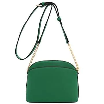 FashionPuzzle Saffiano Small Dome Crossbody Bag - Kelly Green