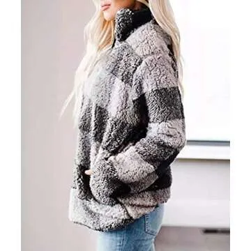 ZESICA Cozy Plaid Pullover - Stylish & Warm Comfort