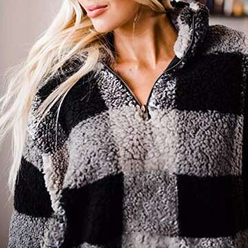 ZESICA Cozy Plaid Pullover - Stylish & Warm Comfort