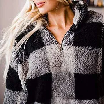 ZESICA Cozy Plaid Pullover - Stylish & Warm Comfort