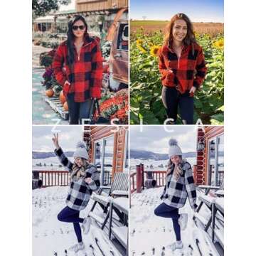 ZESICA Cozy Plaid Pullover - Stylish & Warm Comfort