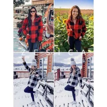 ZESICA Cozy Plaid Pullover - Stylish & Warm Comfort