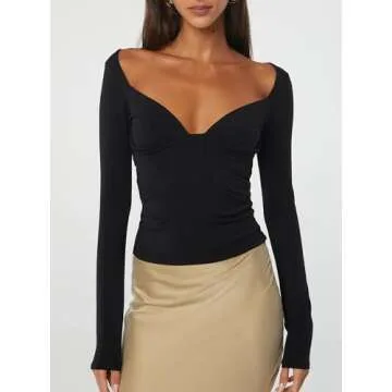 Stylish CSDAJIO Women's Deep V Neck Top for Comfy Wear