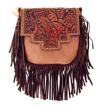Stylish Western Leather Floral Crossbody Bag for Women