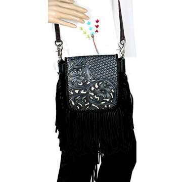 Stylish Western Leather Floral Crossbody Bag for Women