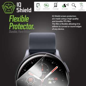 IQShield Screen Protector Compatible with Samsung Galaxy Watch Active2 (44mm, 2019)(6-Pack) LiquidSkin Anti-Bubble Clear TPU Film