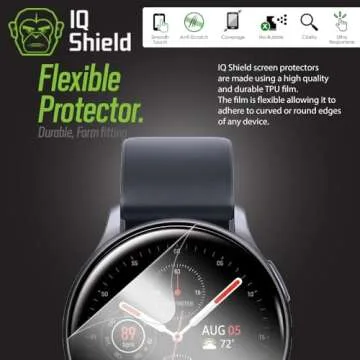 IQShield Screen Protector Compatible with Samsung Galaxy Watch Active2 (44mm, 2019)(6-Pack) LiquidSkin Anti-Bubble Clear TPU Film