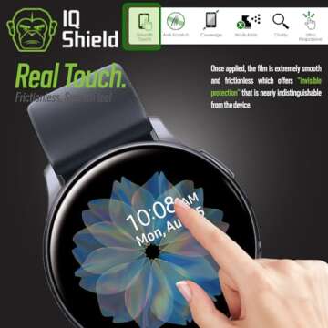 IQShield Screen Protector Compatible with Samsung Galaxy Watch Active2 (44mm, 2019)(6-Pack) LiquidSkin Anti-Bubble Clear TPU Film