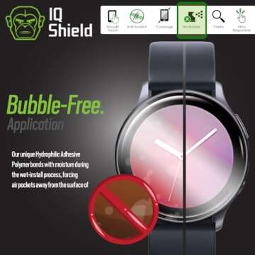 IQShield Screen Protector Compatible with Samsung Galaxy Watch Active2 (44mm, 2019)(6-Pack) LiquidSkin Anti-Bubble Clear TPU Film