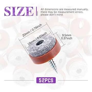 Swpeet 52Pcs 20mm Brown Furniture Felt Pads - Non Slip Protectors