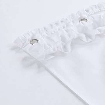 MVSUTA Ruffled White Modern Polyester Fabric Shower Curtain,Waterproof Decoratived Farmhouse Shower Curtains for Bathroom,72" W x Extra High 84" L