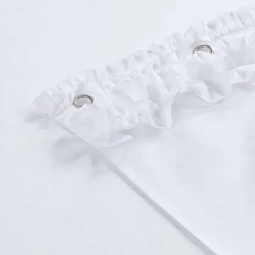 MVSUTA Ruffled White Modern Polyester Fabric Shower Curtain,Waterproof Decoratived Farmhouse Shower Curtains for Bathroom,72" W x Extra High 84" L