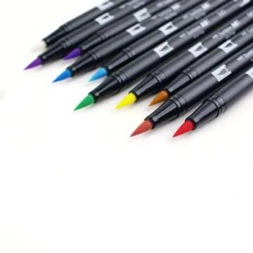 Tombow Pen Set, Dual Brush, 5-3/5"Wx8-9/10 Lx1/2 H, 10/Pk, Ast (TOM56187)