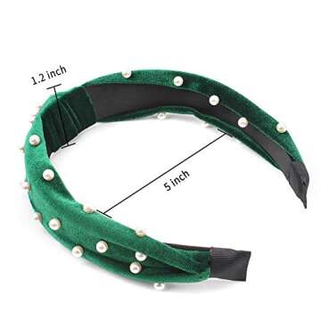Pearl headbands for Women, 6 Pack Knot Velvet Headbands, Black Red Headbands with Pearl, Fashion Hair Bands Accessories