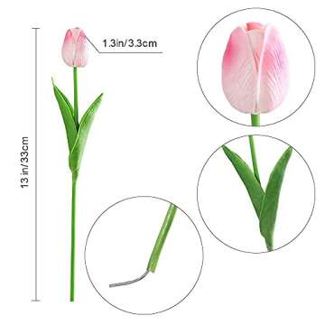 Kisflower 30Pcs Latex Tulips Real Touch Pink Artificial Flowers Fake Tulips Arrangement Bouquet for ...