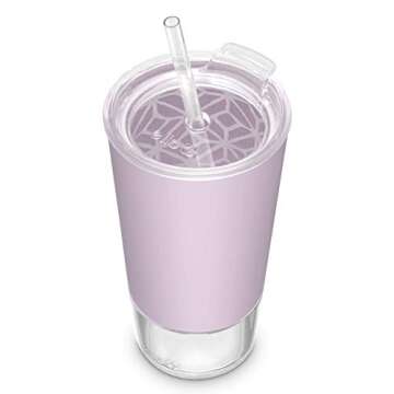 Ello Tidal Glass Tumbler with Straw, Cashmere Pink, 20 oz. (824-0431-075-6), 1 Count (Pack of 1)