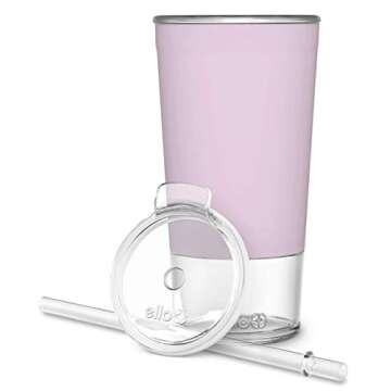 Ello Tidal Glass Tumbler with Straw, Cashmere Pink, 20 oz. (824-0431-075-6), 1 Count (Pack of 1)