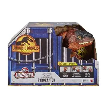 Mattel Jurassic World Dominion Uncaged Interactive Dinosaur Toy, Ultimate Pyroraptor Action Figure with Lights & Motion, 3 Play Modes