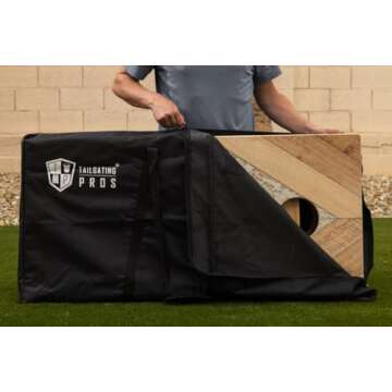 Tailgating Pros Cornhole Boards - 4' x 2' Wooden Pattern Game Set with Carrying Case & 8 Bags