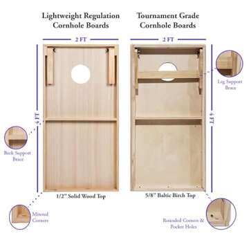 Tailgating Pros Cornhole Boards - Wooden Set with Bags & Case