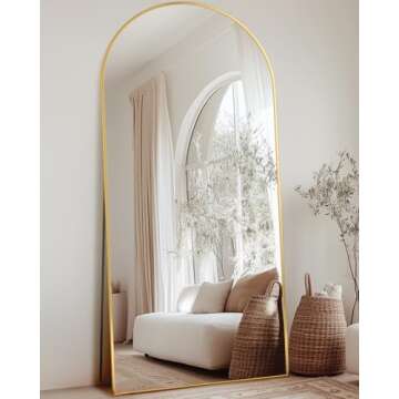 Furnbar Full Length Mirror,76"x34" Arched Full Body Mirror,Floor Mirror with Stand,Body Mirror Stand...