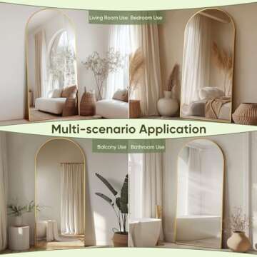 Furnbar Full Length Mirror,76"x34" Arched Full Body Mirror,Floor Mirror with Stand,Body Mirror Standing Hanging Leaning Against Wall,Aluminum Frame Large Mirror for Bedroom Cloakroom,Living Room,Gold