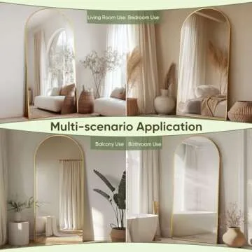 Furnbar Full Length Mirror,76"x34" Arched Full Body Mirror,Floor Mirror with Stand,Body Mirror Standing Hanging Leaning Against Wall,Aluminum Frame Large Mirror for Bedroom Cloakroom,Living Room,Gold