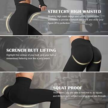MOHUACHI Women Scrunch Butt Lifting Leggings Seamless High Waisted Workout Yoga Pants Gym Booty Tights (Scrunch Butt Black, Small)