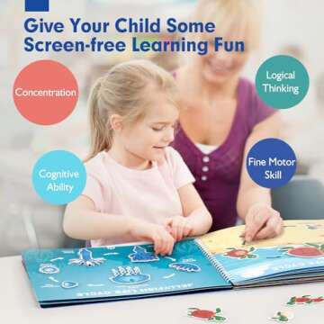 hahaland Busy Book for Toddlers 3-5 - Preschool Learning Activities Toys for Toddlers Ages 2-4 Years - Montessori Toys for 2 3 Year Old - 27 Pages 15 Educational Concepts